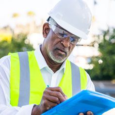 Engineer working on a tablet